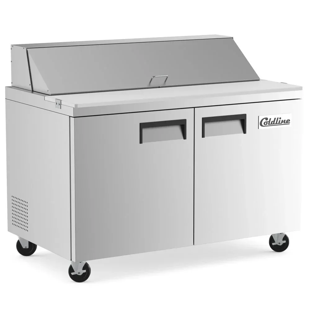 Coldline 48" Sandwich / Salad Prep Table, 430 Stainless Steel, 2 Door, 12 Pans, 1 Year Warranty