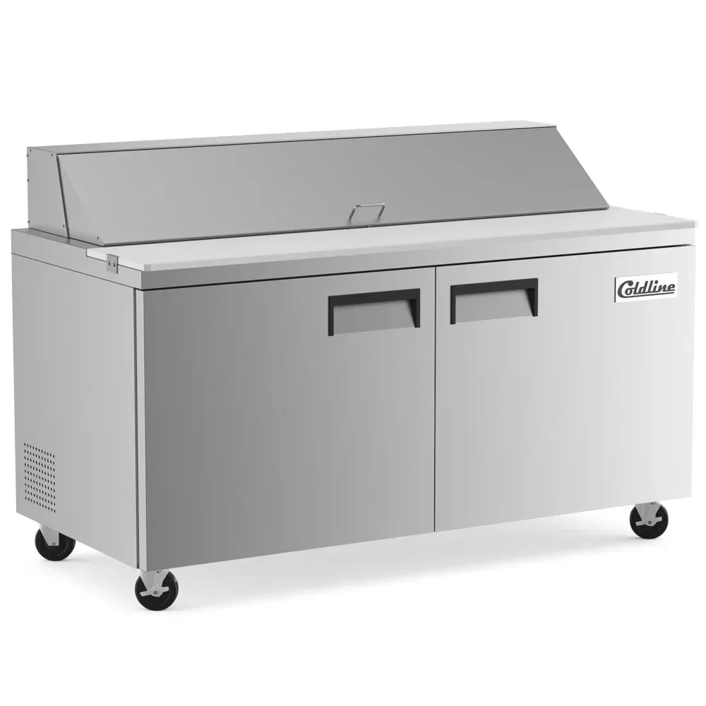 Coldline 60" Sandwich / Salad Prep Table, 430 Stainless Steel, 2 Door, 16 Pans, 1 Year Warranty