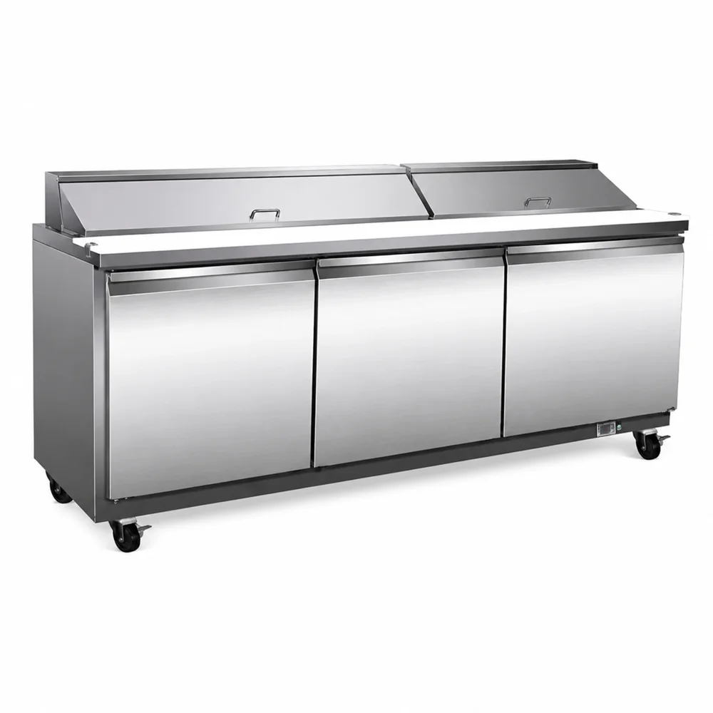 Serv-ware SP72-18-HC 72" Sandwich Prep Table Salad Prep Table with 3 Doors, (18) 1/6 Pans