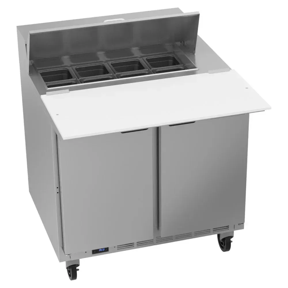 Beverage-Air SPE36HC-08C Elite Series 36" Refrigerated Sandwich Prep Table 2 Door, Cutting Top, 17" Wide Cutting Board