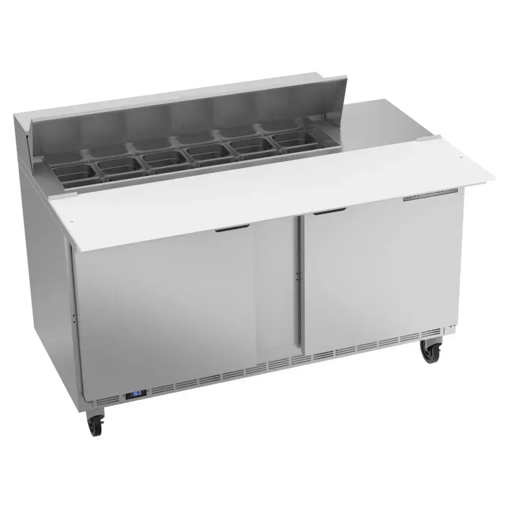 Beverage-Air SPE60HC-12C 60" Refrigerated Sandwich Prep Table, Cutting Top, 2 Door, 17" Wide Cutting Board