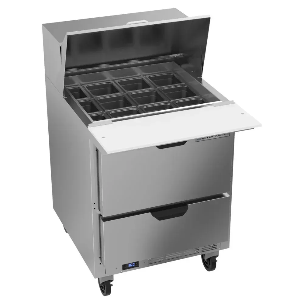 Beverage-Air SPED27HC-12M Elite Series 27" Refrigerated Sandwich Prep Table, Mega Top, 2 Drawer