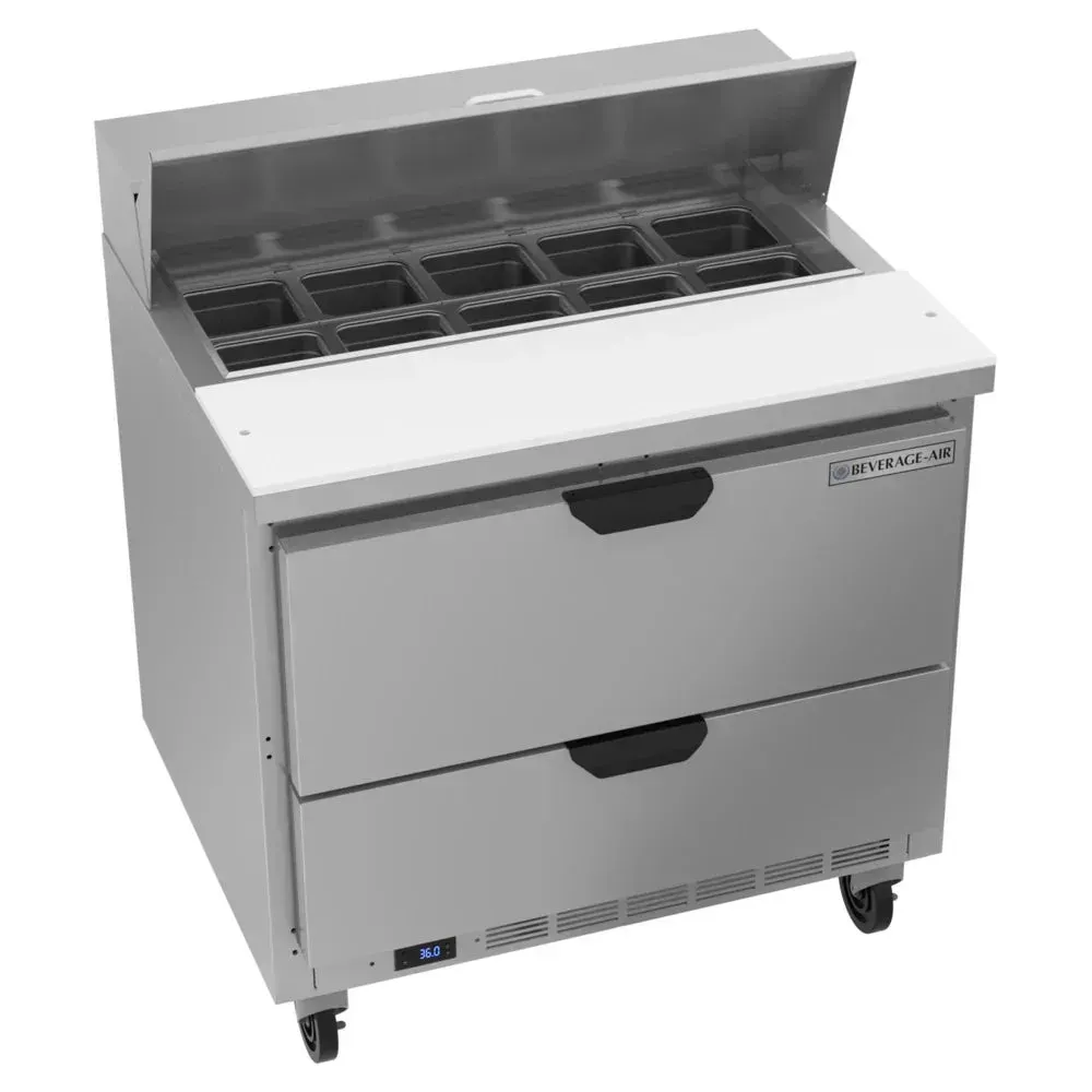 Beverage-Air SPED36HC-10-2 36" Refrigerated Sandwich Prep Table, 2 Drawer