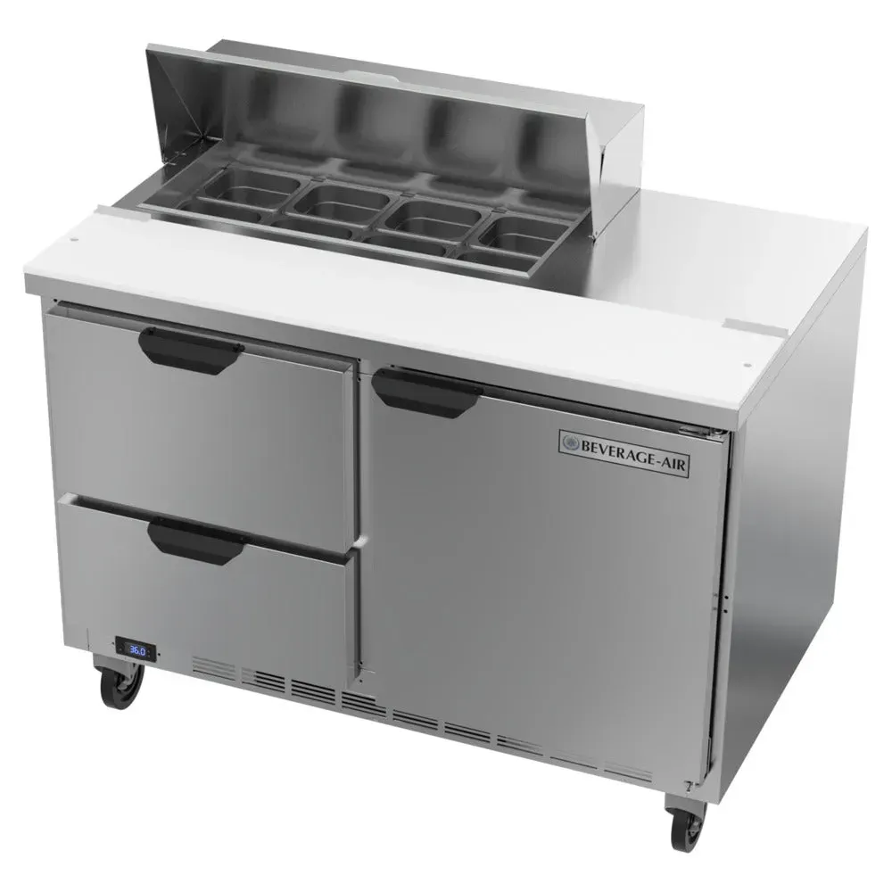 Beverage-Air SPED48HC-08-2 48" Refrigerated Sandwich Prep Table, 1 Door, 2 Drawer