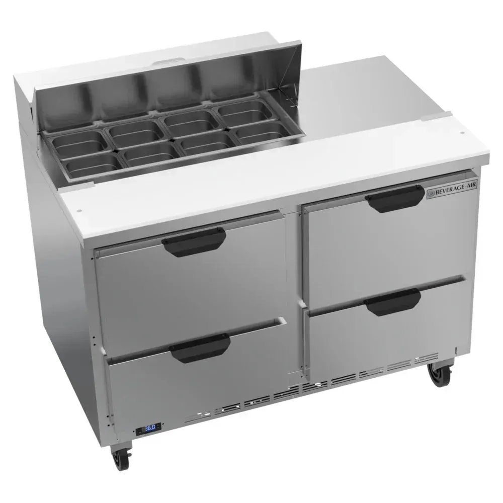 Beverage-Air SPED48HC-08-4 48" Refrigerated Sandwich Prep Table, 4 Drawer