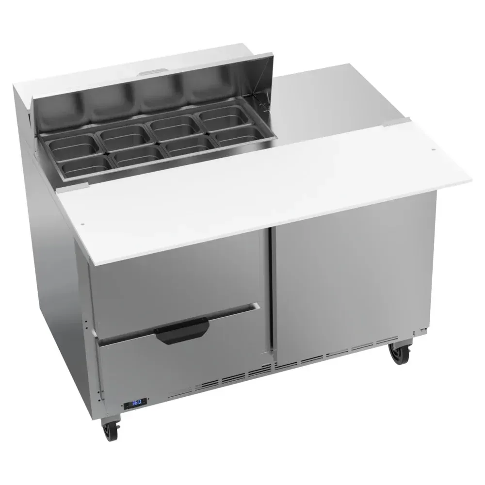 Beverage-Air SPED48HC-08C-2 48" Refrigerated Sandwich Prep Table, Cutting Top, 1 Door, 2 Drawer, 17" Wide Cutting Board