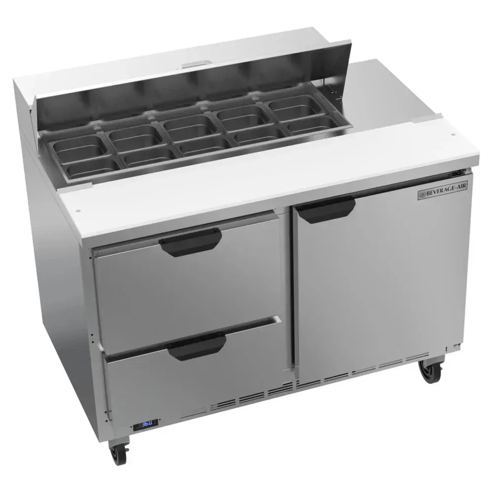 Beverage-Air SPED48HC-10-2 48" Refrigerated Sandwich Prep Table, 1 Door, 2 Drawer