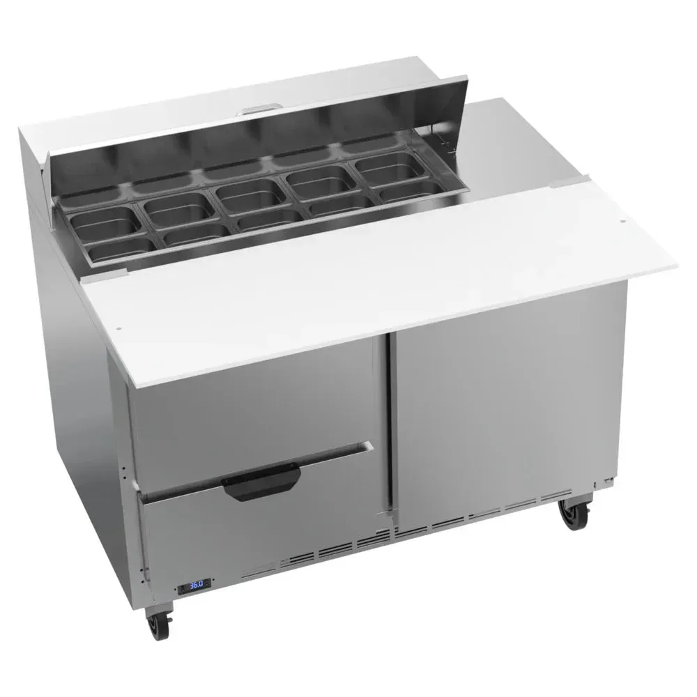 Beverage-Air SPED48HC-10C-2 48" Refrigerated Sandwich Prep Table, Cutting Top, 1 Door, 2 Drawer, 17" Wide Cutting Board