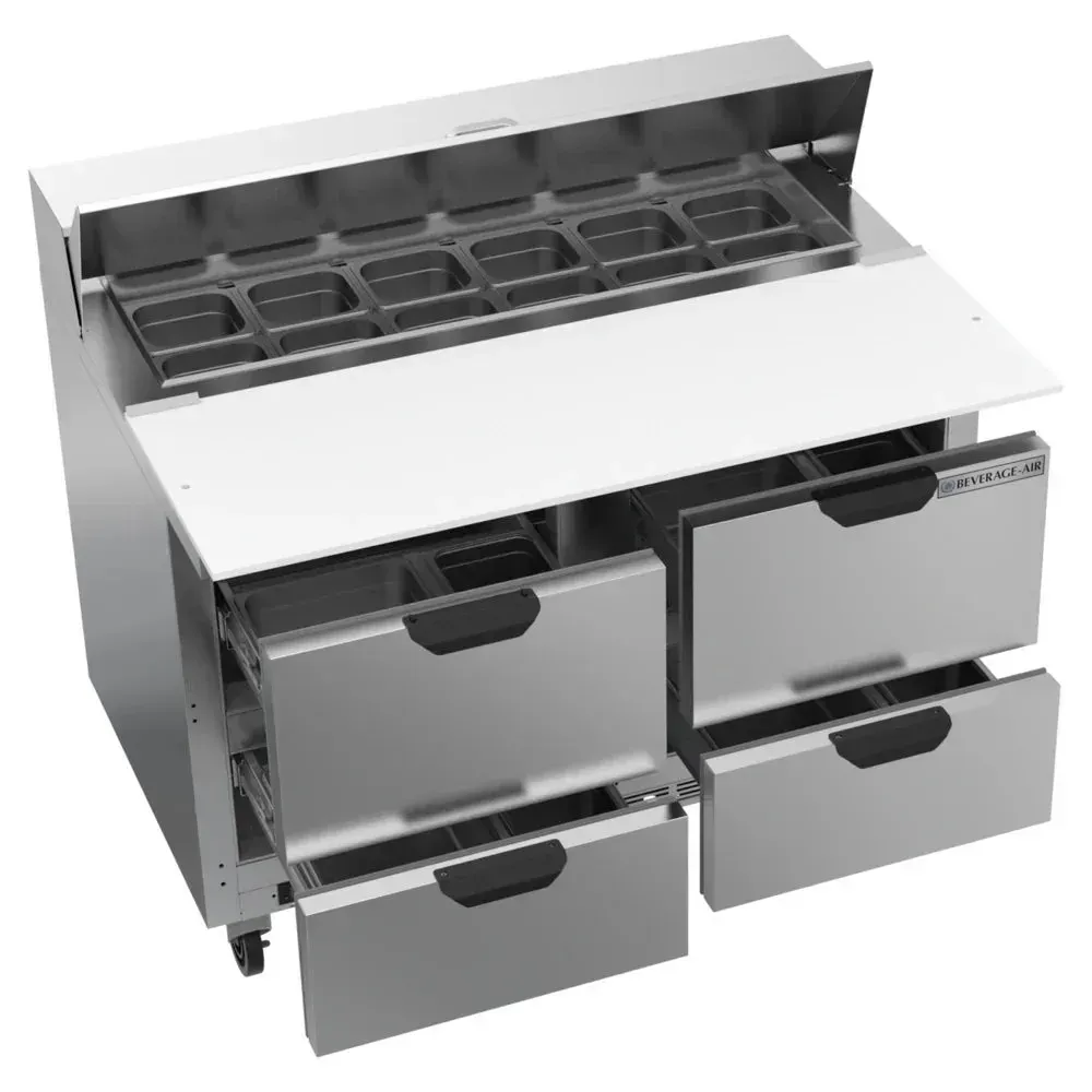 Beverage-Air SPED48HC-12C-4 Elite Series 48" Refrigerated Sandwich Prep Table, Cutting Top, 4 Drawer, 17" Deep Cutting Board