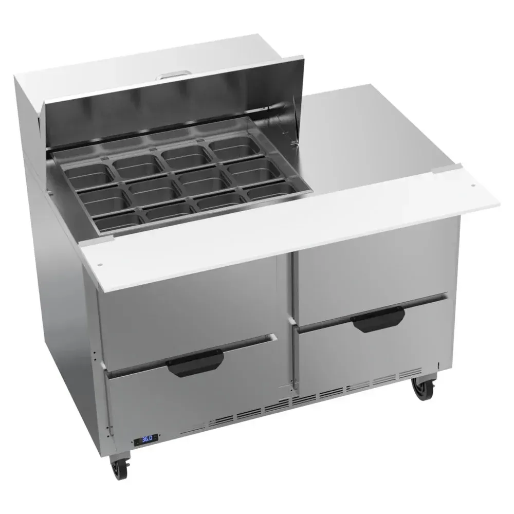 Beverage-Air SPED48HC-12M-4 48" Refrigerated Sandwich Prep Table, Mega Top, 4 Drawer