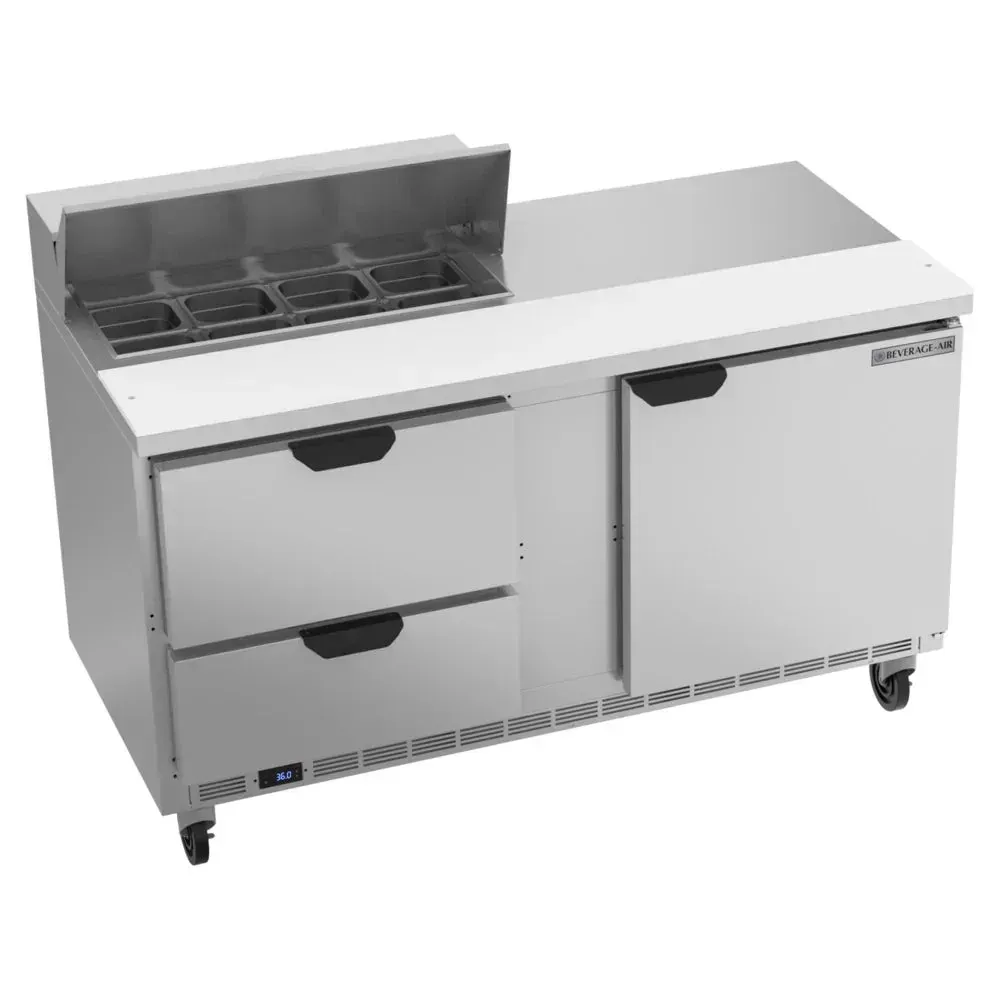 Beverage-Air SPED60HC-08-2 60" Refrigerated Sandwich Prep Table, 1 Door, 2 Drawer