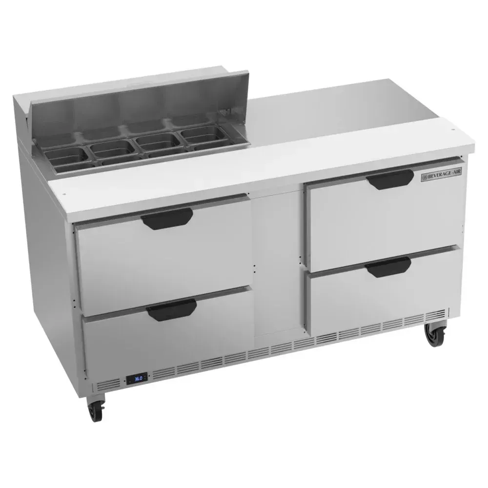 Beverage-Air SPED60HC-08-4 60" Refrigerated Sandwich Prep Table, 4 Drawer