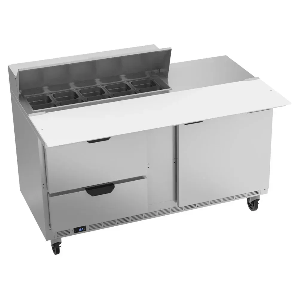 Beverage-Air SPED60HC-10C-2 60" Refrigerated Sandwich Prep Table, Cutting Top, 1 Door, 2 Drawer, 17" Wide Cutting Board