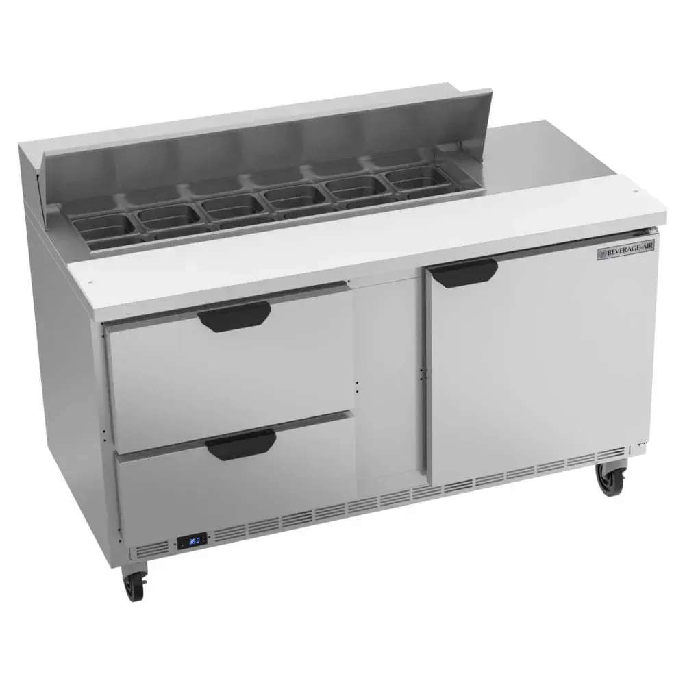Beverage-Air SPED60HC-12-2 60" Refrigerated Sandwich Prep Table, 1 Door, 2 Drawer