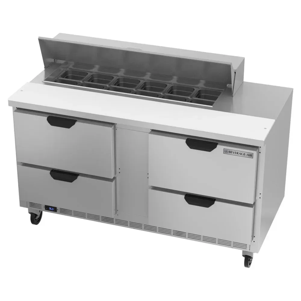 Beverage-Air SPED60HC-12-4 60" Refrigerated Sandwich Prep Table, 4 Drawer