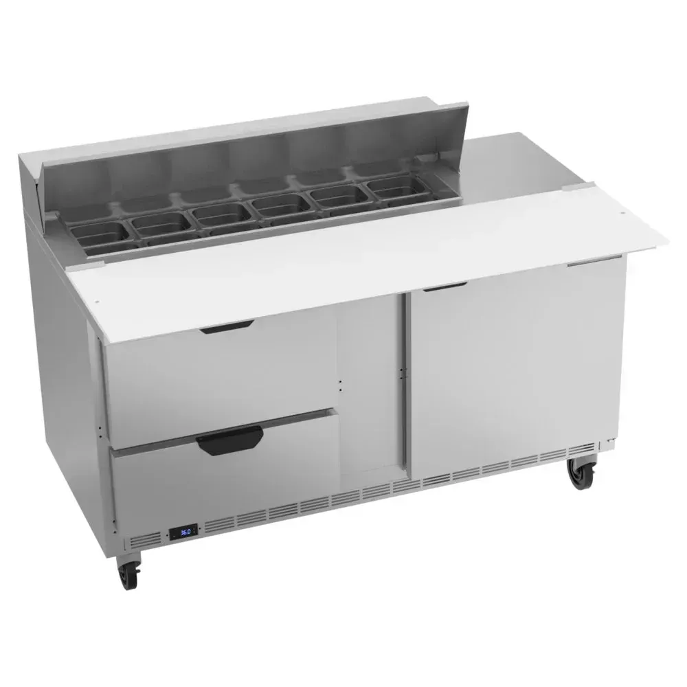Beverage-Air SPED60HC-12C-2 60" Refrigerated Sandwich Prep Table, Cutting Top, 1 Door, 2 Drawer, 17" Wide Cutting Board