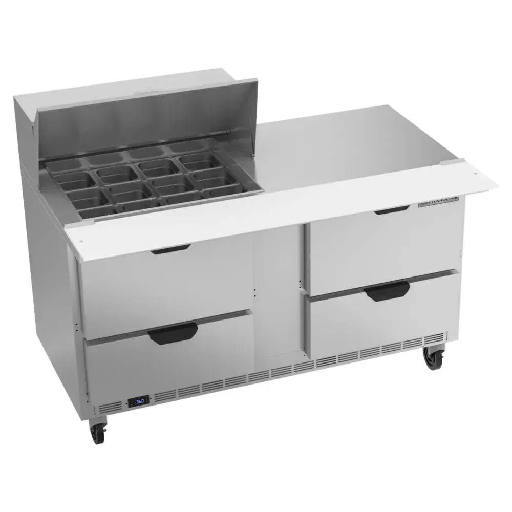 Beverage-Air SPED60HC-12M-4 60" Refrigerated Sandwich Prep Table, Mega Top, 4 Drawer