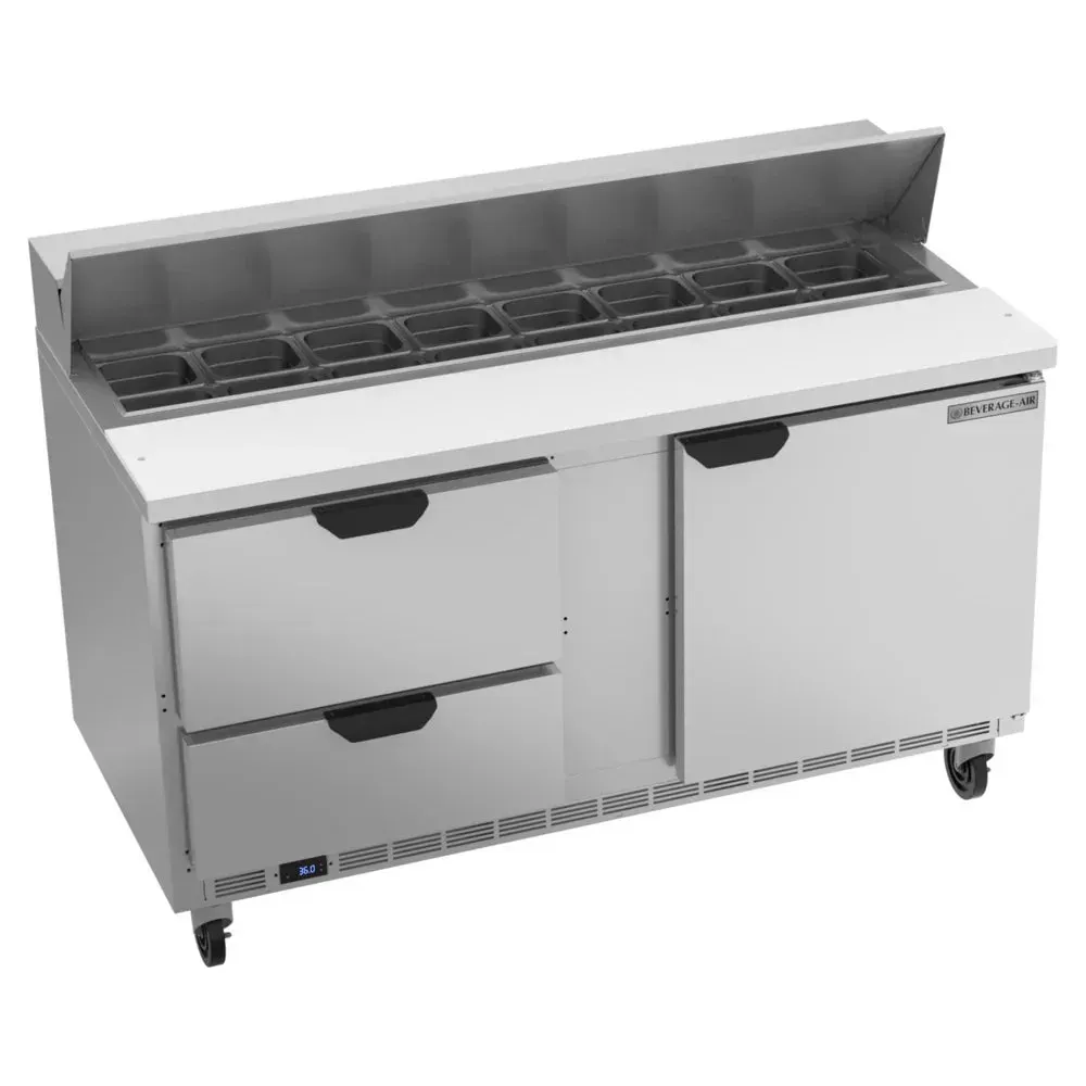 Beverage-Air SPED60HC-16-2 60" Refrigerated Sandwich Prep Table, 1 Door, 2 Drawer