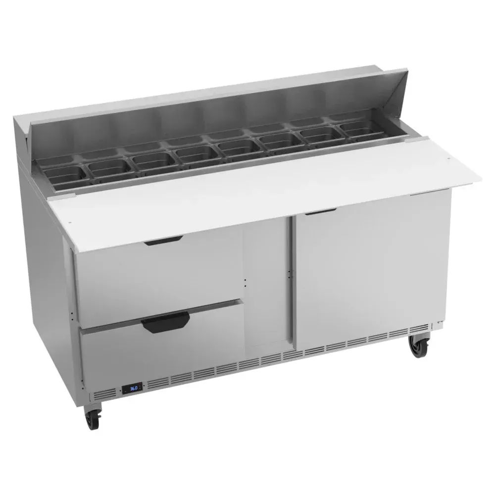 Beverage-Air SPED60HC-16C-2 60" Refrigerated Sandwich Prep Table, Cutting Top, 1 Door, 2 Drawer, 17" Wide Cutting Board