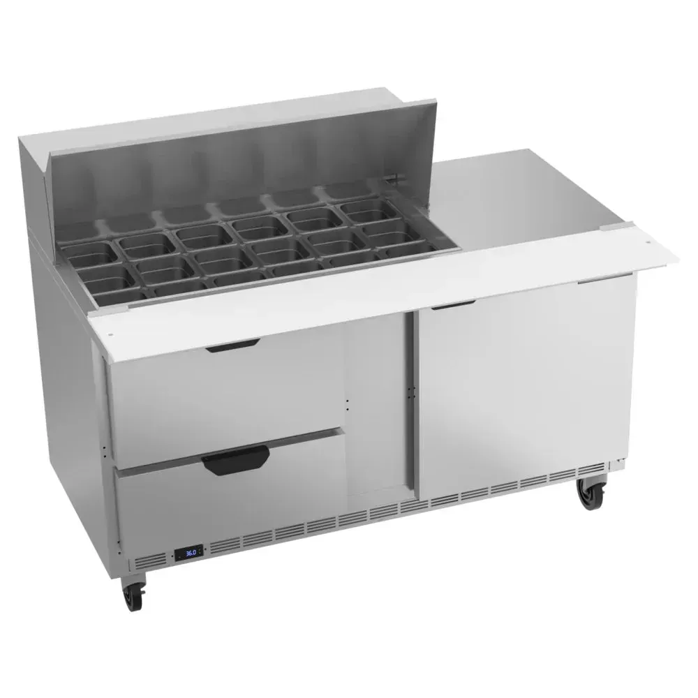 Beverage-Air SPED60HC-18M-2 60" Refrigerated Sandwich Prep Table, Mega Top, 1 Door, 2 Drawer