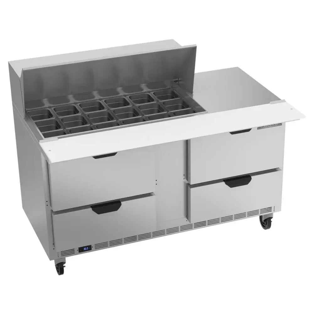 Beverage-Air SPED60HC-18M-4 60" Refrigerated Sandwich Prep Table, Mega Top, 4 Drawer