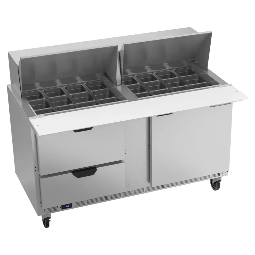 Beverage-Air SPED60HC-24M-2 60" Refrigerated Sandwich Prep Table, Mega Top, 1 Door, 2 Drawer