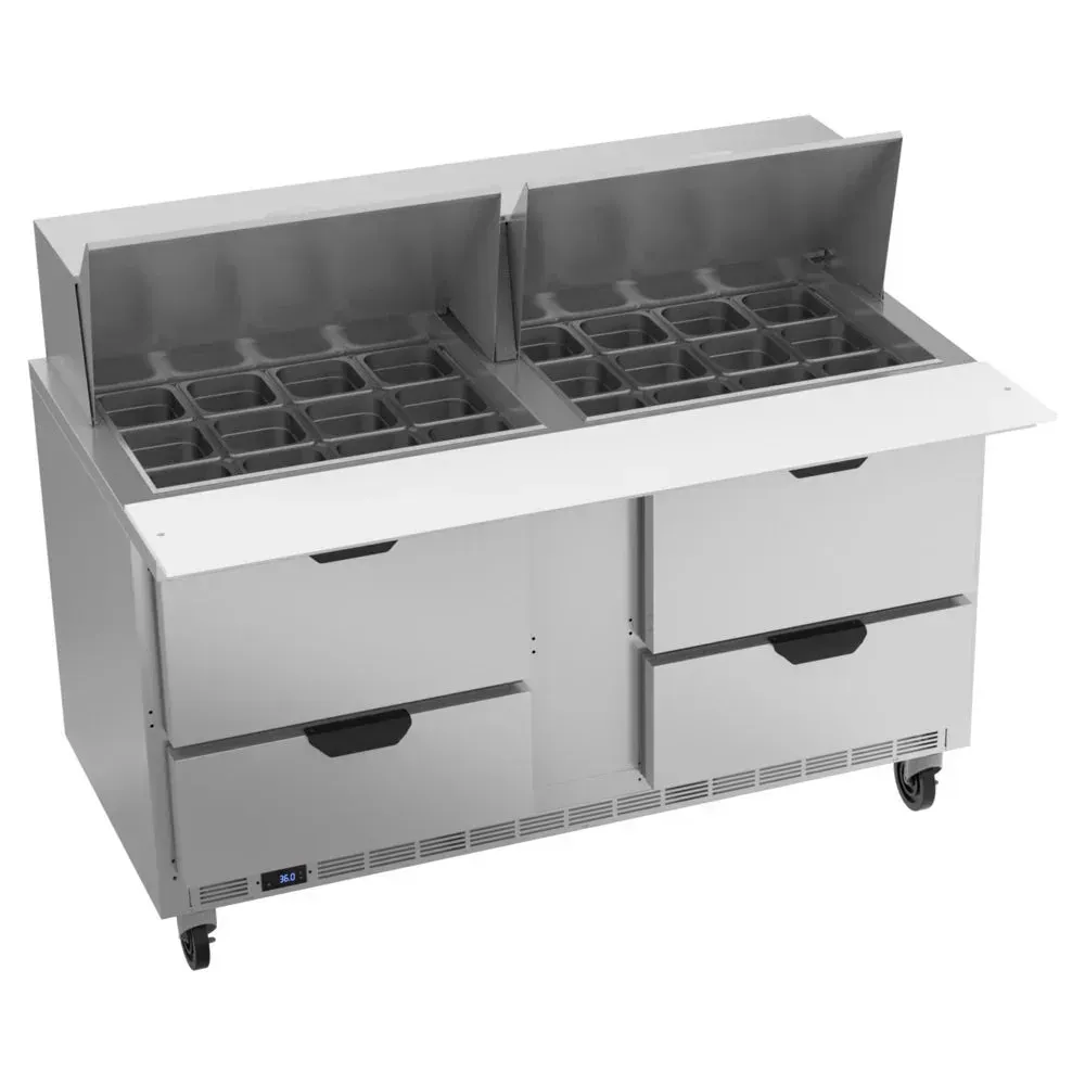 Beverage-Air SPED60HC-24M-4 Elite Series 60" Refrigerated Sandwich Prep Table, Mega Top, 4 Drawer
