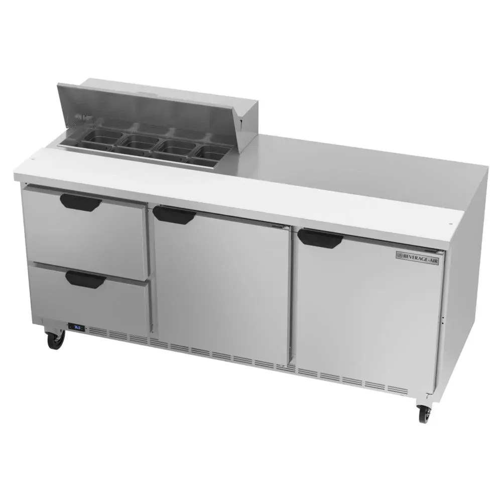 Beverage-Air SPED72HC-08-2 72" Refrigerated Sandwich Prep Table, 2 Door, 2 Drawer