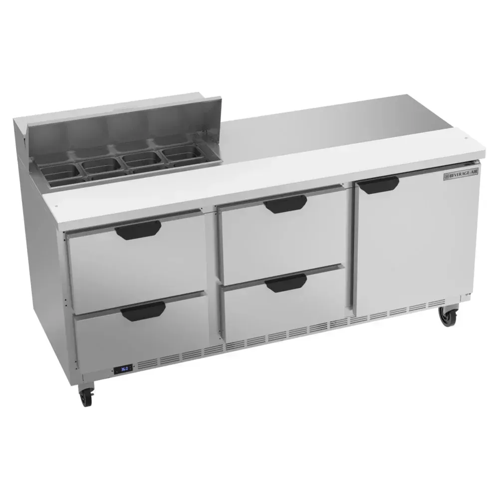 Beverage-Air SPED72HC-08-4 72" Refrigerated Sandwich Prep Table, 1 Door, 4 Drawer