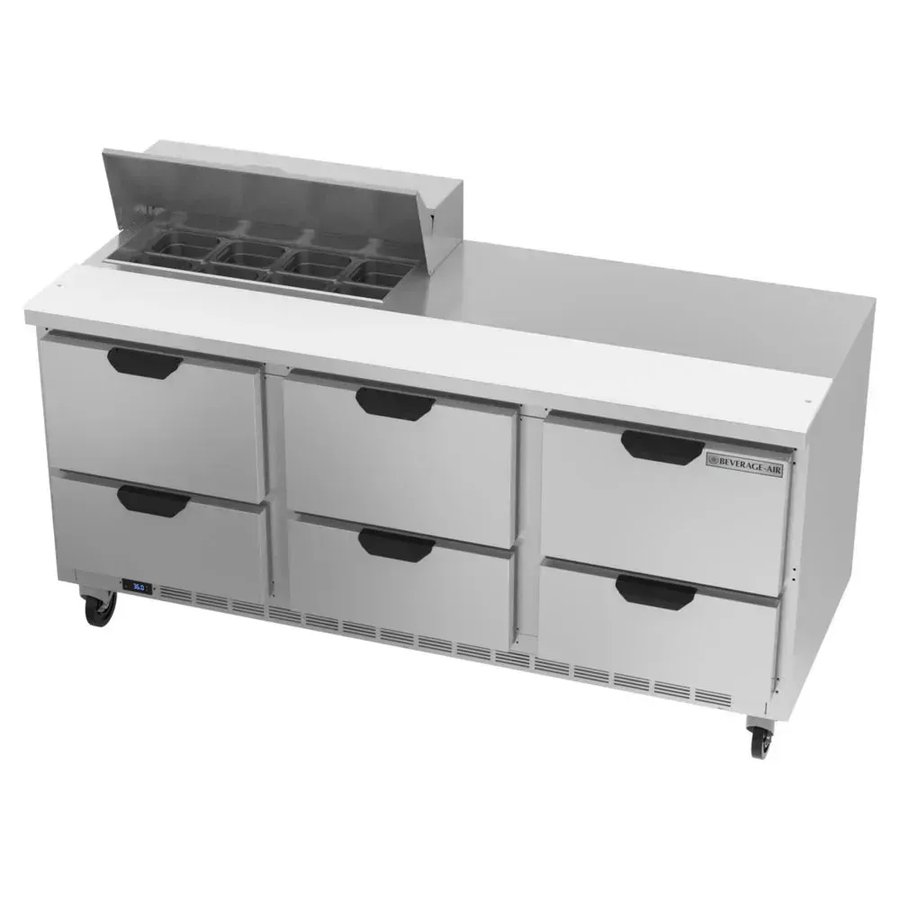 Beverage-Air SPED72HC-08-6 Elite Series 72" Refrigerated Sandwich Prep Table, 6 Drawer