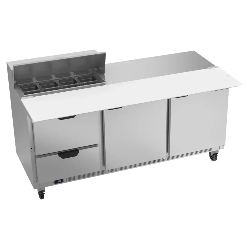 Beverage-Air SPED72HC-08C-2 72" Refrigerated Sandwich Prep Table, Cutting Top, 2 Door, 2 Drawer, 17" Wide Cutting Board