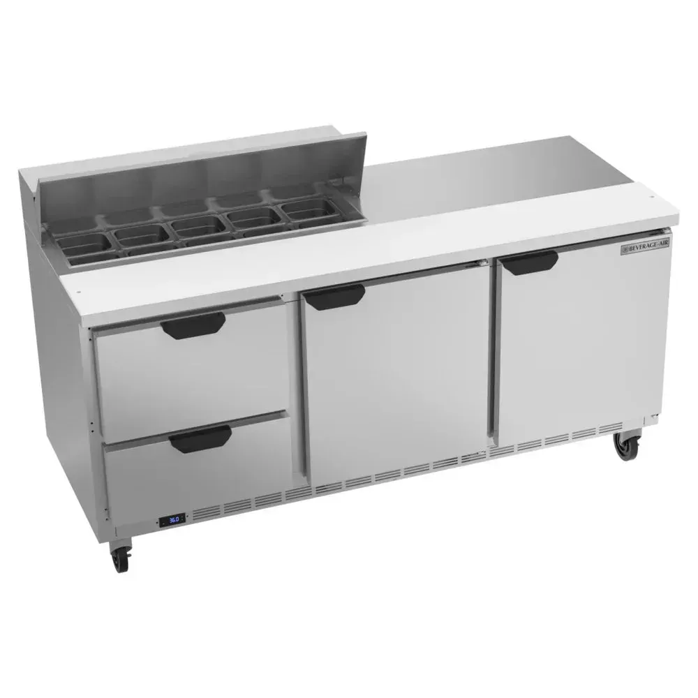 Beverage-Air SPED72HC-10-2 72" Refrigerated Sandwich Prep Table, 2 Door, 2 Drawer