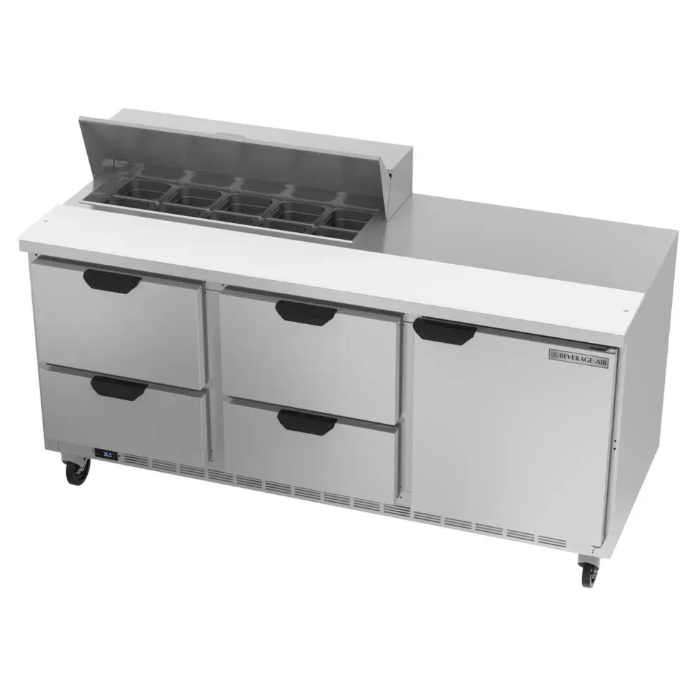 Beverage-Air SPED72HC-10-4 72" Refrigerated Sandwich Prep Table, 1 Door, 4 Drawer