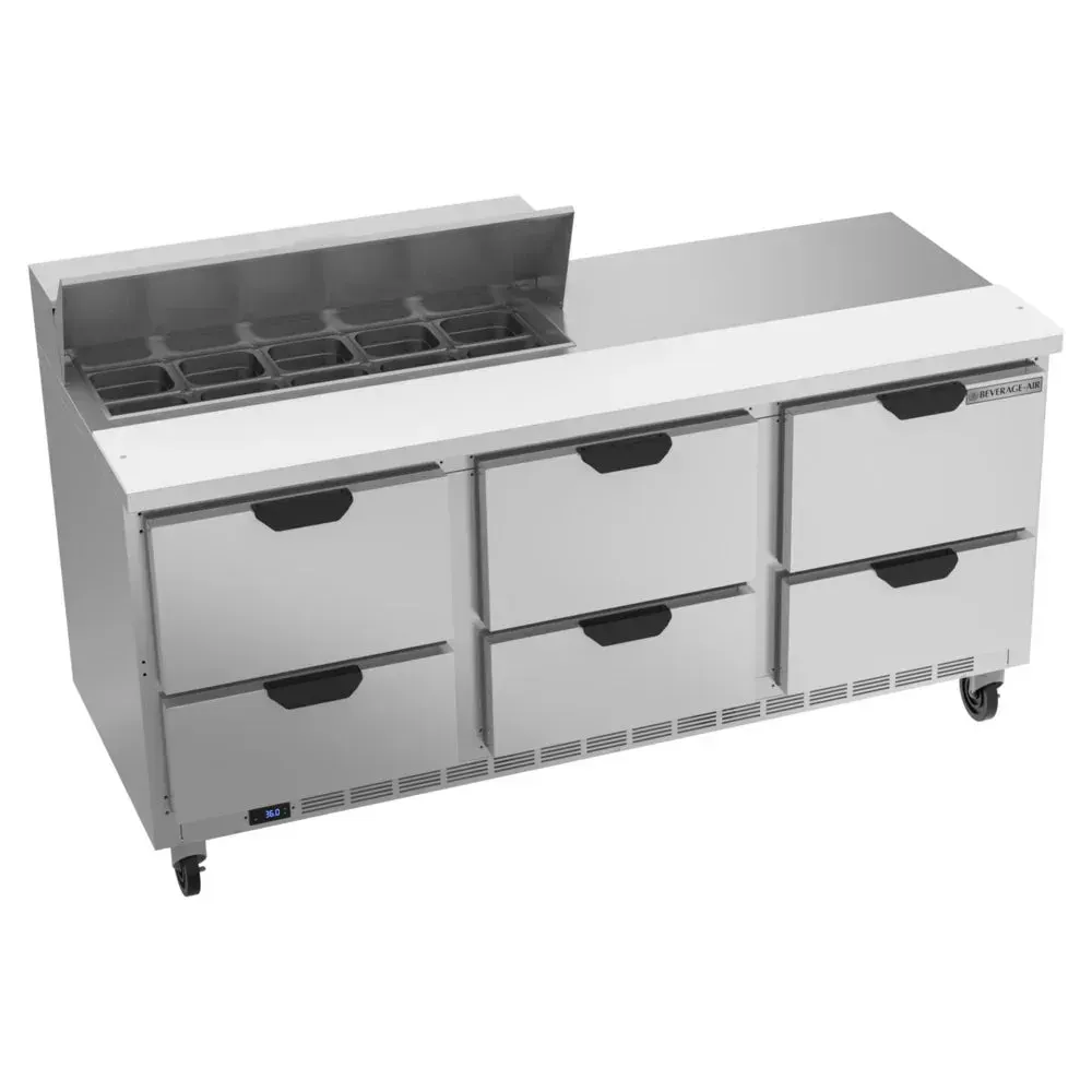 Beverage-Air SPED72HC-10-6 Elite Series 72" Refrigerated Sandwich Prep Table, 6 Drawer