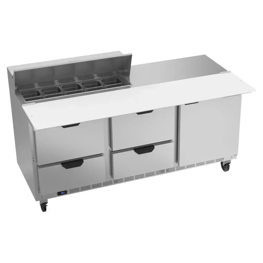 Beverage-Air SPED72HC-10C-4 72" Refrigerated Sandwich Prep Table, Cutting Top, 1 Door, 4 Drawer, 17" Wide Cutting Board