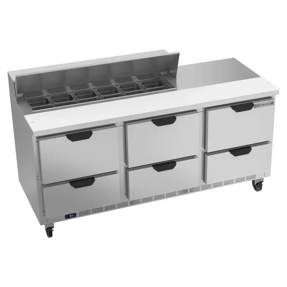 Beverage-Air SPED72HC-12-6 Elite Series 72" Refrigerated Sandwich Prep Table, 6 Drawer