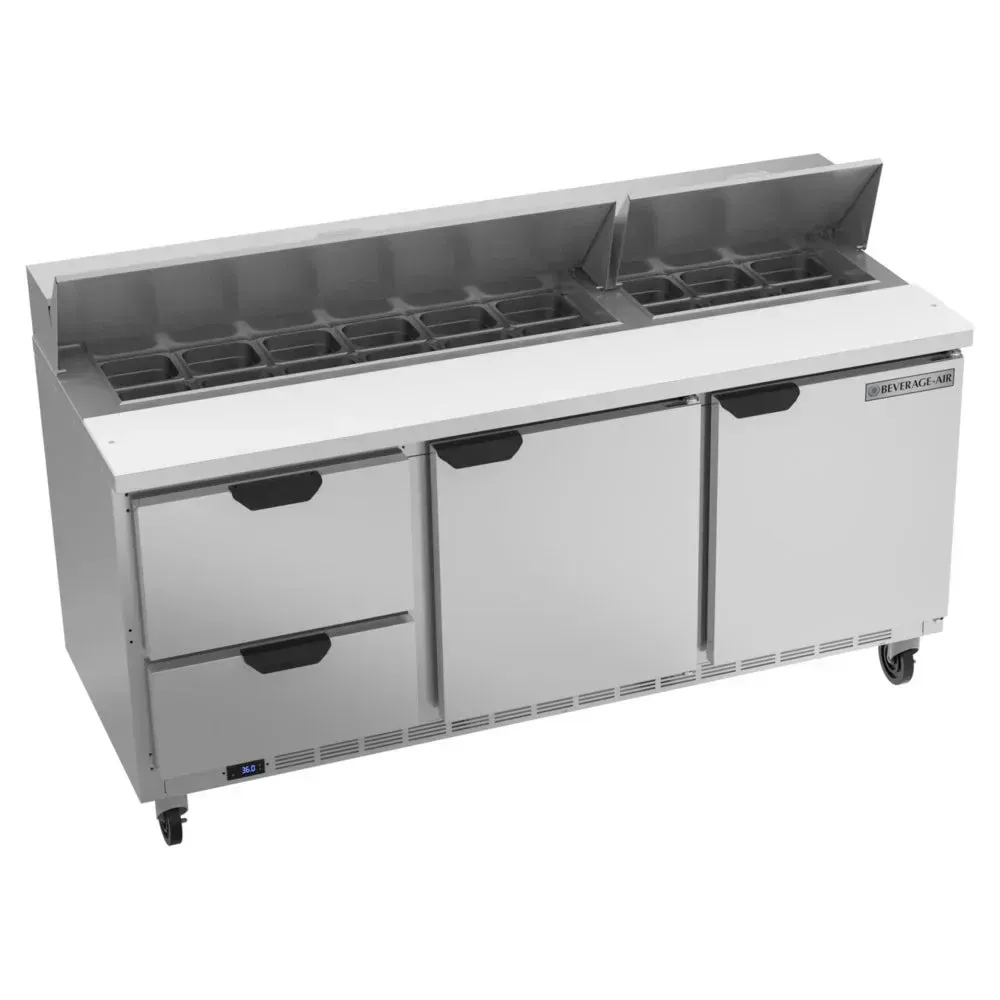 Beverage-Air SPED72HC-18-2 72" Refrigerated Sandwich Prep Table, 2 Door, 2 Drawer