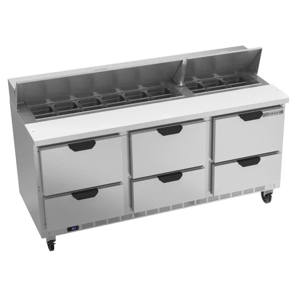 Beverage-Air SPED72HC-18-6 Elite Series 72" Refrigerated Sandwich Prep Table, 6 Drawer
