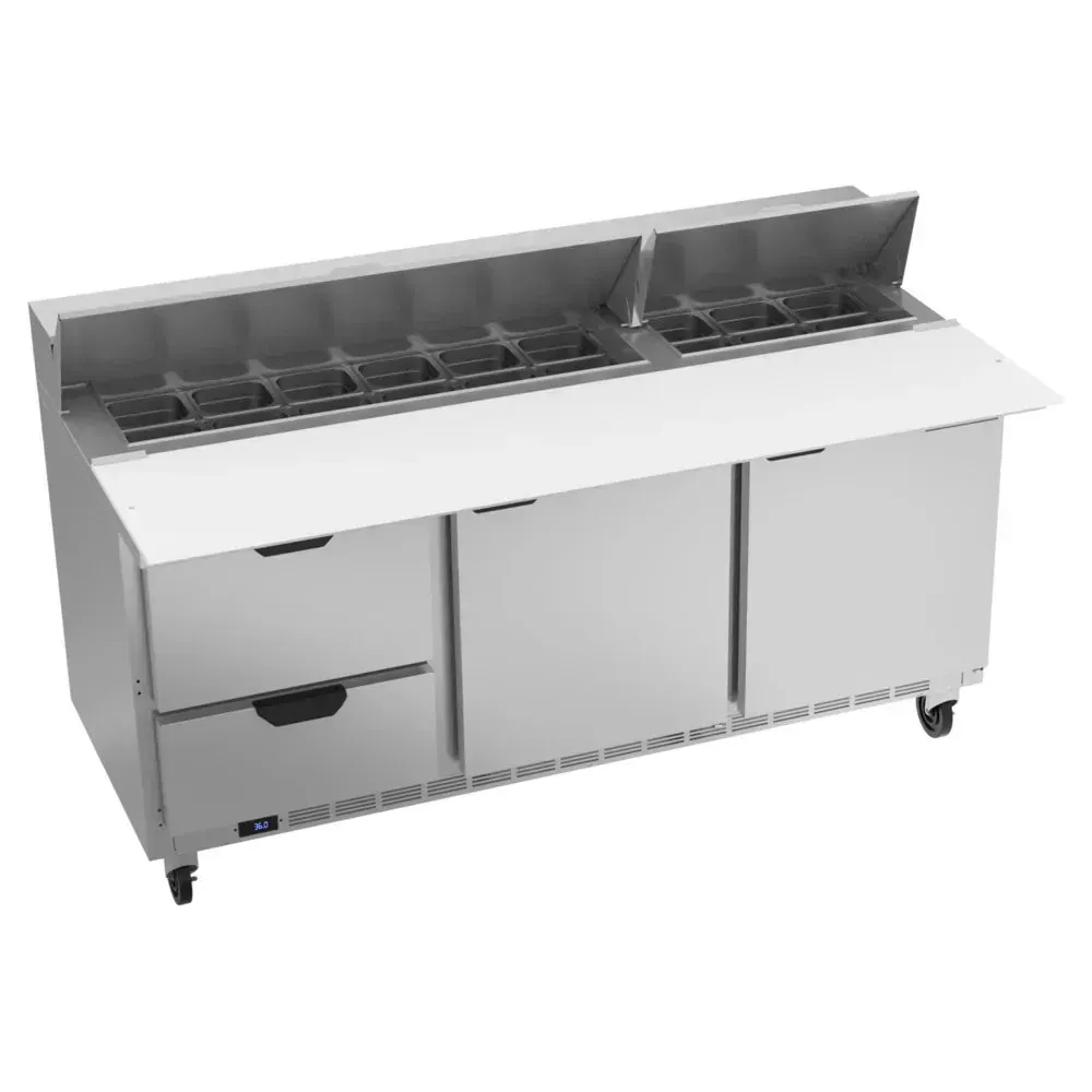Beverage-Air SPED72HC-18C-2 72" Refrigerated Sandwich Prep Table, Mega Top, 2 Door, 2 Drawer