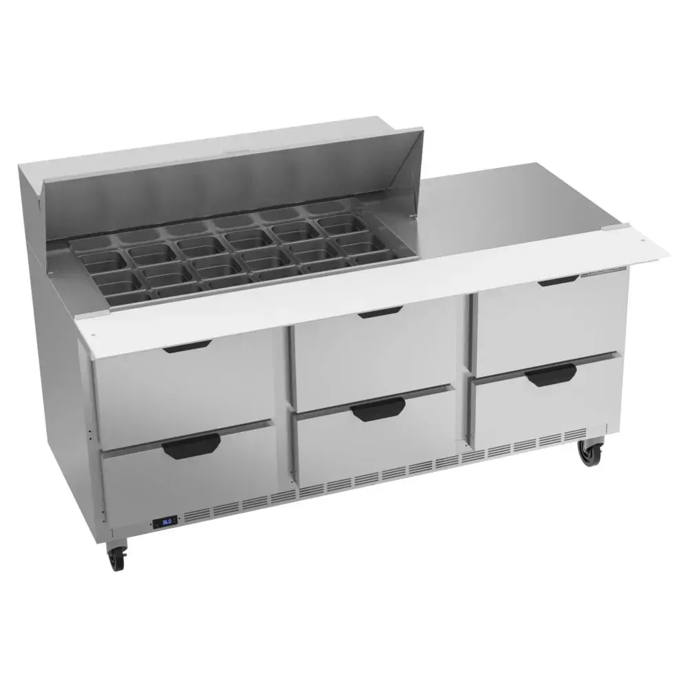Beverage-Air SPED72HC-18M-6 Elite Series 72" Refrigerated Sandwich Prep Table, Mega Top, 6 Drawer