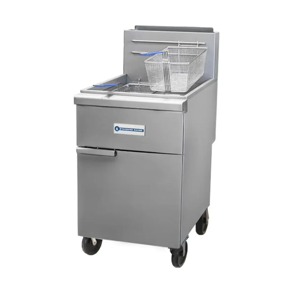 Standard Range 21" Commercial Gas Fryer, Stainless Steel, Natural Gas, 80 lbs Oil Capacity, 150,000 BTU