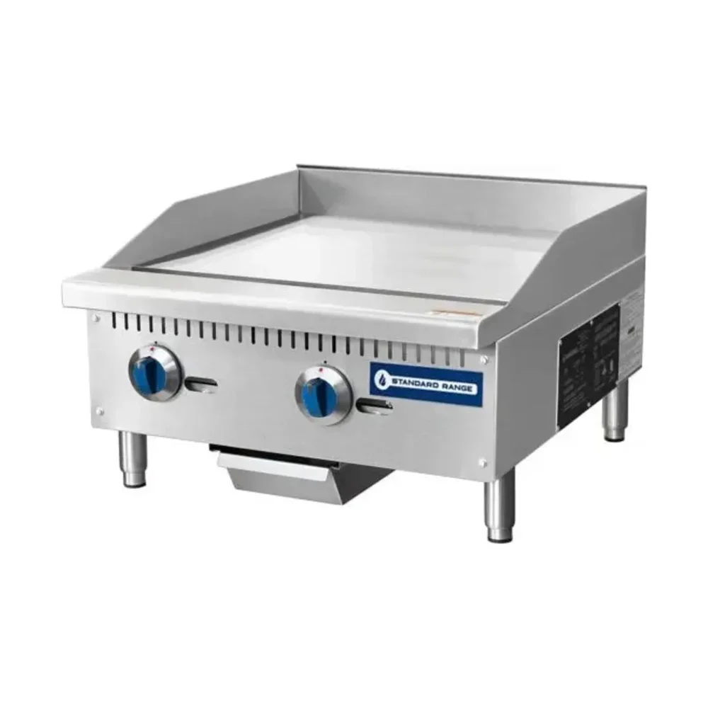 Standard Range 24" Countertop Gas Griddle, 2 Burners, Manual Controls, 60,000 BTU - Convertible