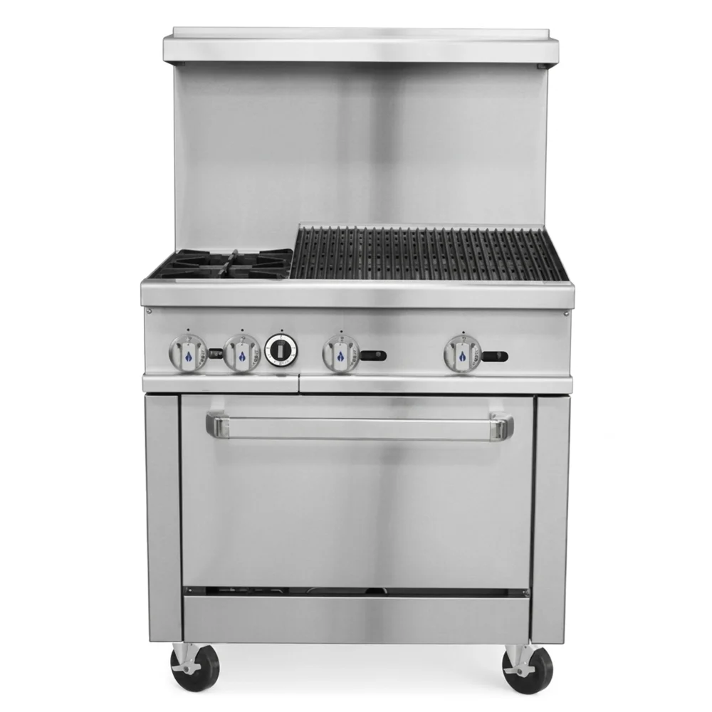 ProKitchen Series 36" Gas Range with 2 Burners, 24" Charbroiler & Oven, Liquid Propane - 163,000 BTU