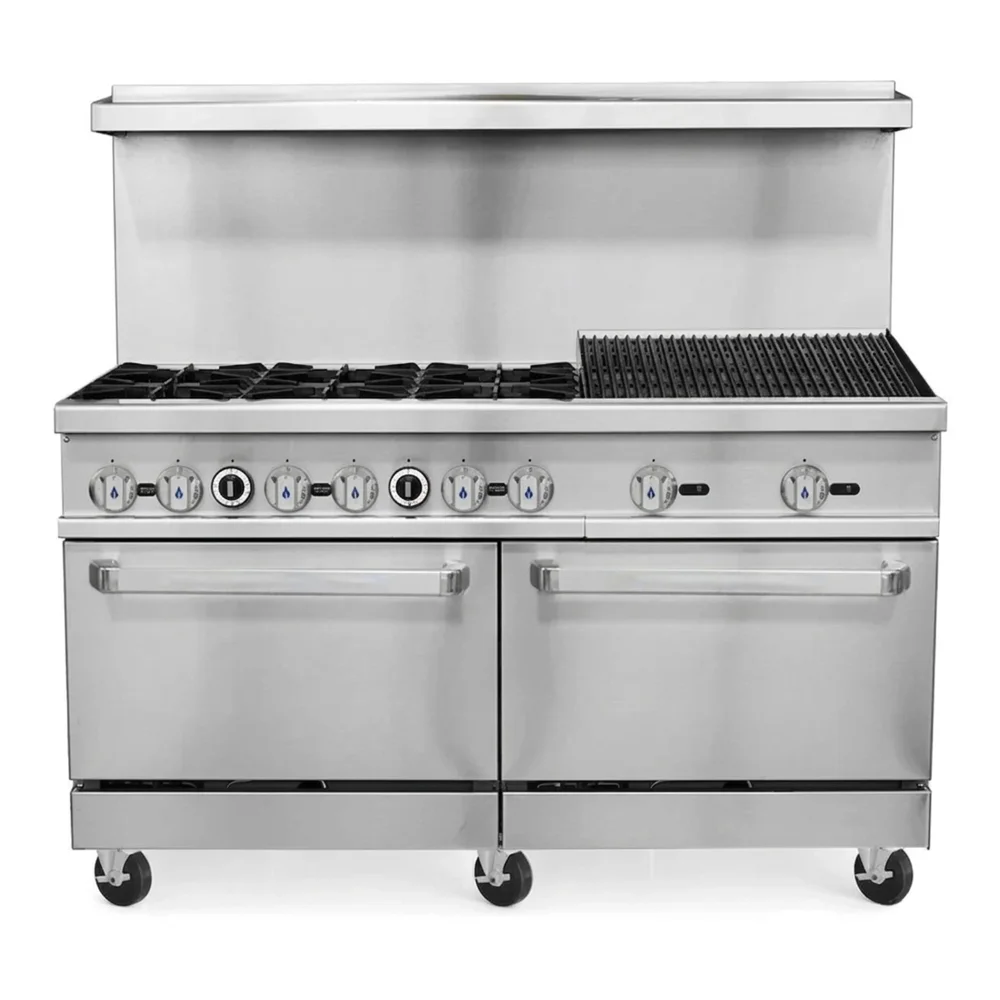 ProKitchen Series 60" Gas Range with 6 Burners, 24" Charbroiler & 2 Oven, Natural Gas - 316,000 BTU
