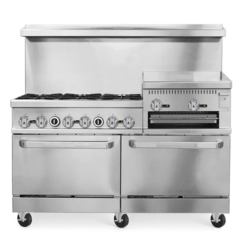 ProKitchen Series 60" Gas Range with 6 Burners, 24" Step-Up Griddle & 2 Oven, Liquid Propane - 306,000 BTU