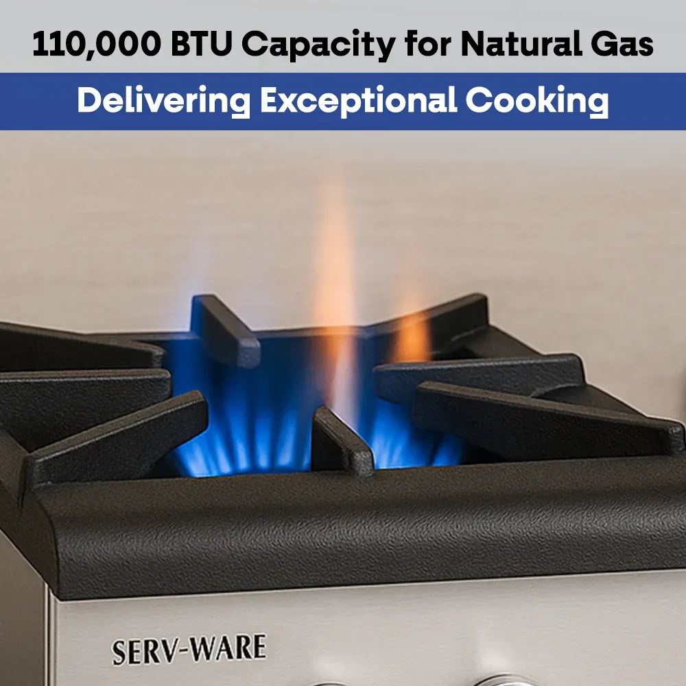 Serv-Ware SSSP-1 18" Dual Ring Stock Pot with Burner, Cast Iron, 1 Open Front Cabinet, Natural Gas, 110,000 BTU