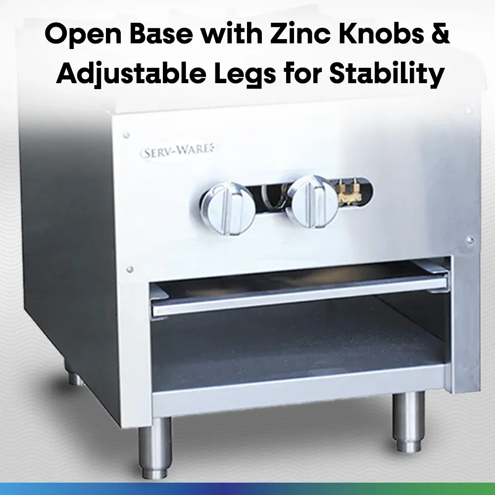 Serv-Ware SSSP-1 18" Dual Ring Stock Pot with Burner, Cast Iron, 1 Open Front Cabinet, Natural Gas, 110,000 BTU