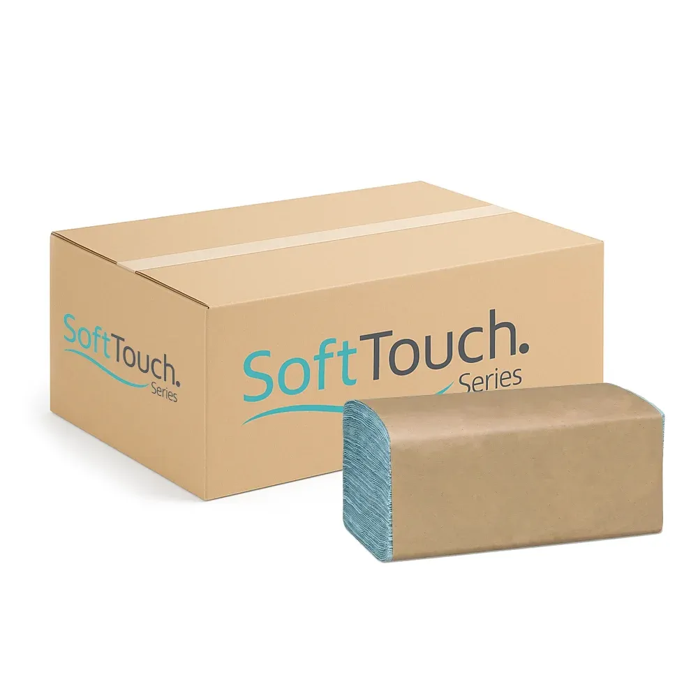 SoftTouch Series Windshield Paper Wipers, 9.1 x 10.25, Blue, 1-Ply, 2240 Sheets/Case