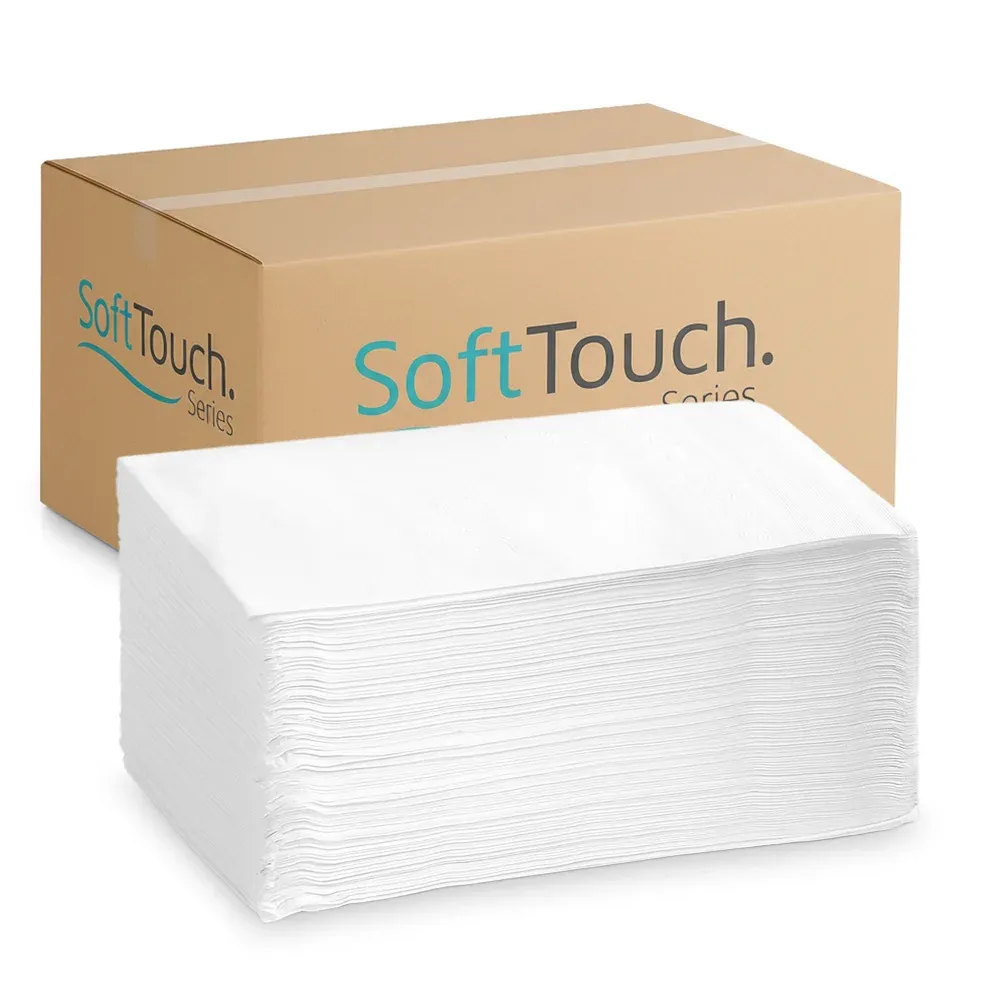 SoftTouch Series White Beverage Napkin, 9 x 9 in, 1-Ply, 4 Fold, 4000 Sheets/Case