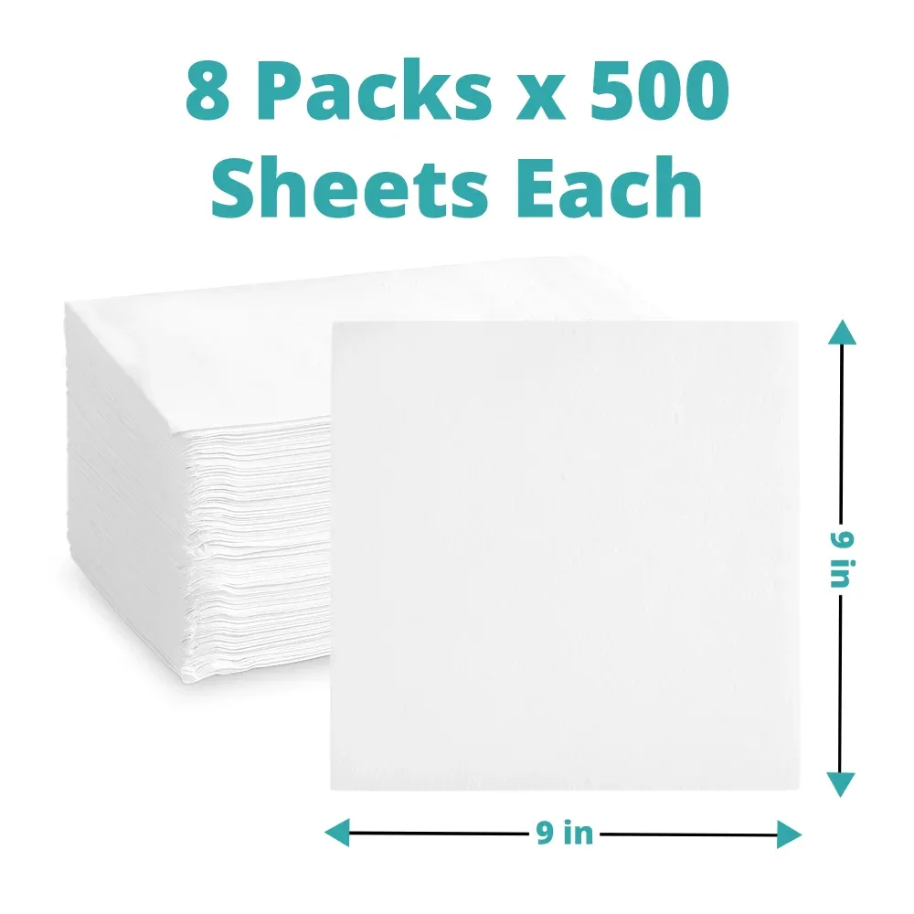 SoftTouch Series White Beverage Napkin, 9 x 9 in, 1-Ply, 4 Fold, 4000 Sheets/Case